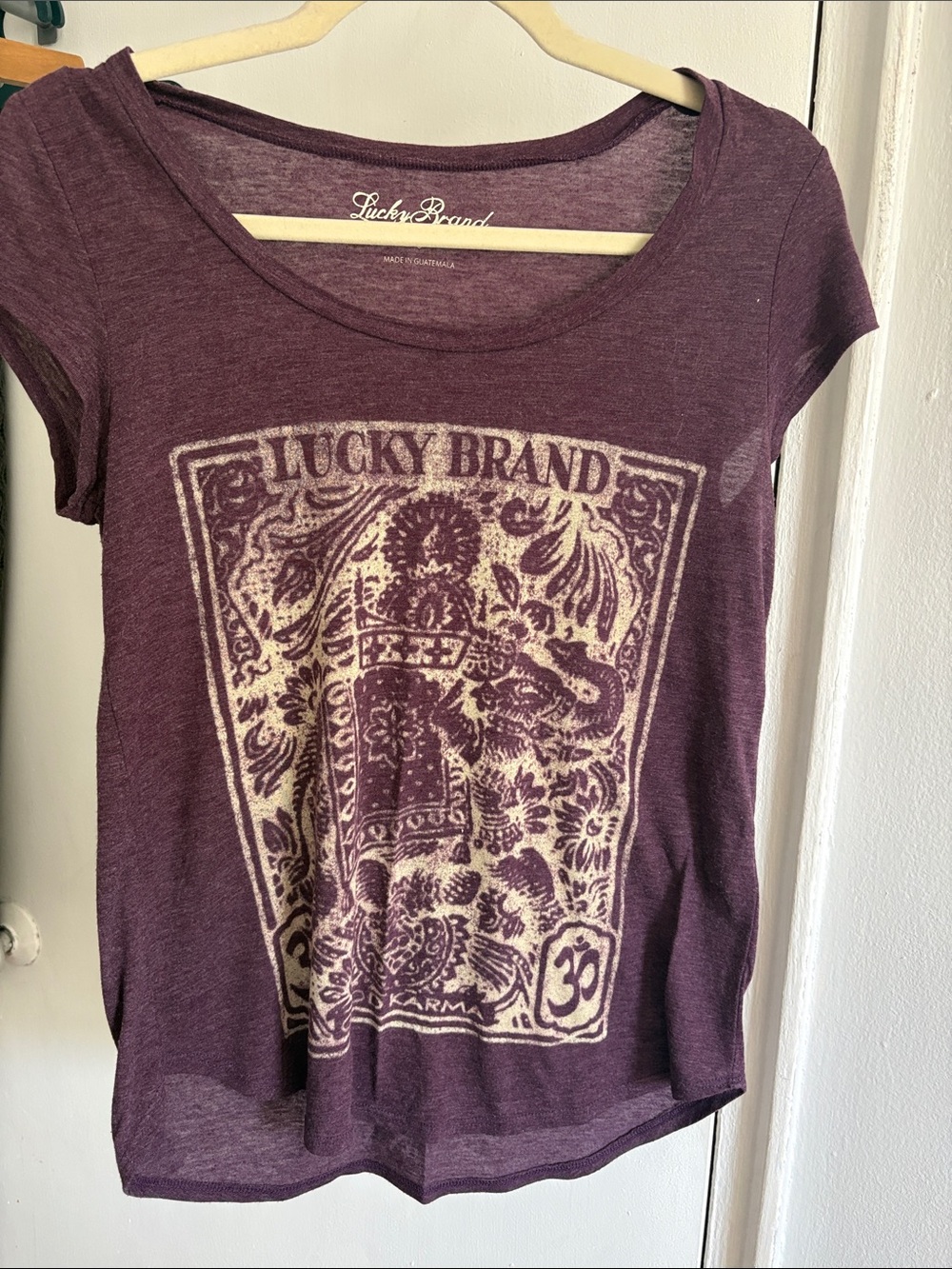 Lucky Brand Plum Graphic Scoop Neck Tee